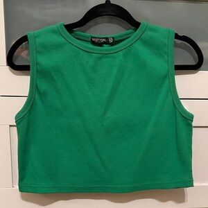 Nasty Gal Kelly Green Ribbed Crop Tank